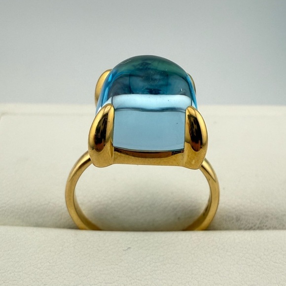 Tiffany & Co. 8ct Blue Topaz Sugar Stack Ring 18k Yellow Gold 8.25 💙 - Picture 5 of 13